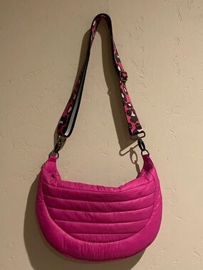 Think Rolyn Elton Puffer Crescent Crossbody Quilted Bag w/ Adjustable Strap